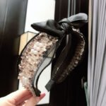 Pearl beaded lace mesh headband