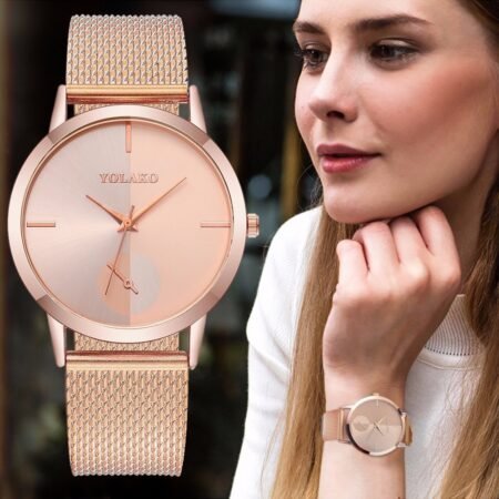 Luxury dial clean look mess belt women watches