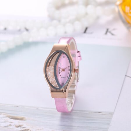 PU belt oval dial quick sand watch