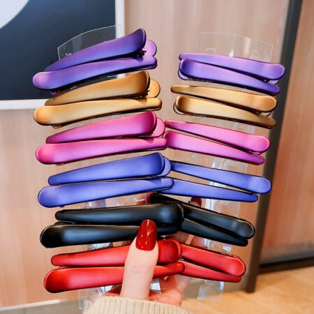 Rainbow color 2 pcs long side hair clip set