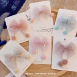 Bow knot mesh cloth hair clip single pcs