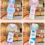 Glittery mesh hair clip 5 pcs set