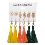 Tassel and tops combination 6 pairs earring set