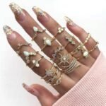 Creative celtic black ring set