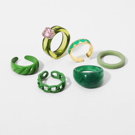 Resin and metal creative ring set