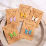 Friendship butterfly 1 pair necklace set