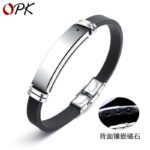 Silicone magnetic bracelet with metal dial and clasp