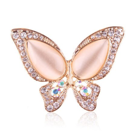 Butterfly shaped brooches with opal and rhinestone