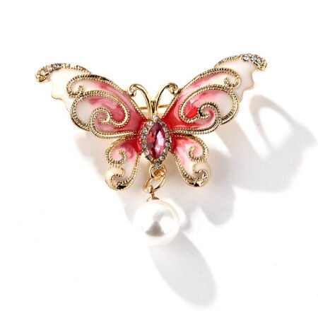 Alloy butterfly brooches with pearl
