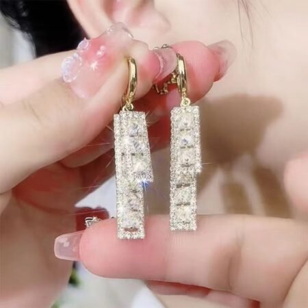 Rhinestone bar earrings