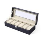 Premium leather coated watch box for 6 pcs watch.