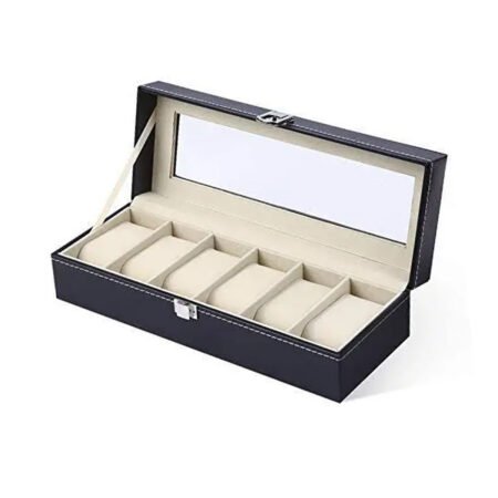 Premium leather coated watch box for 6 pcs watch.