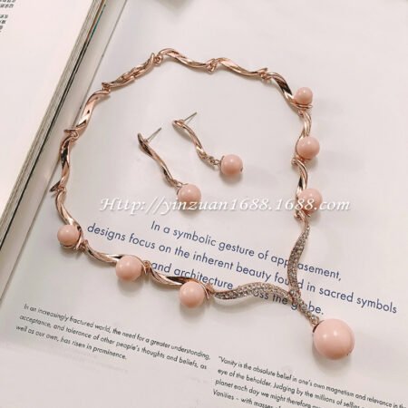 Viennois creative design pink pearl jewelry set