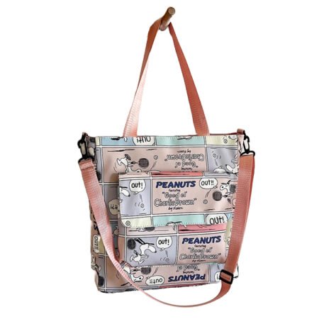 Waterproof comic carton printed shoulder bag with front pocket