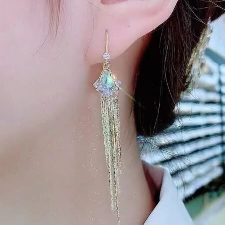 Rhinestone and tassel earring