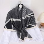 Large square110cm blocked silk scarf