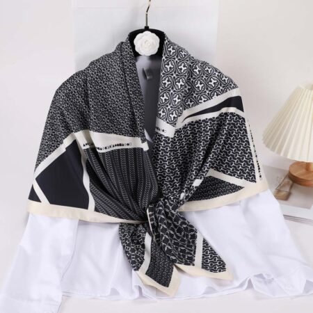 Large square110cm blocked silk scarf