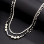 Pearl bead multilayer unisex necklace