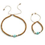 Turtle love wooden bead bracelet and necklace set