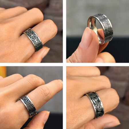 Personality tribal titanium ring for men