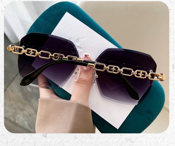 Ornamental leg frameless sunglasses