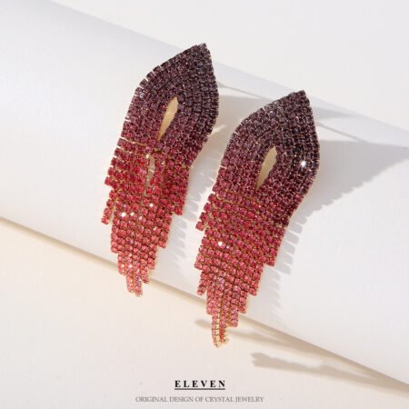 Waterdrop style gradient rhinestone earrings