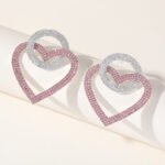 Silver niddle heart shpaed rhinestone earrings