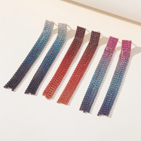 Long tassel rhinestone earrings