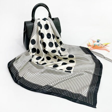 Polka dot gradient 90x90cm silk satin scarf