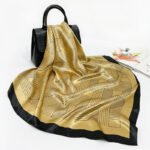 Silk 90x90cm square geomatric pattern printed scarf