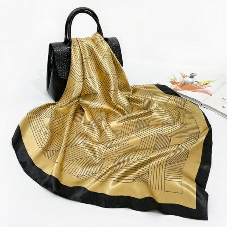 Silk 90x90cm square geomatric pattern printed scarf