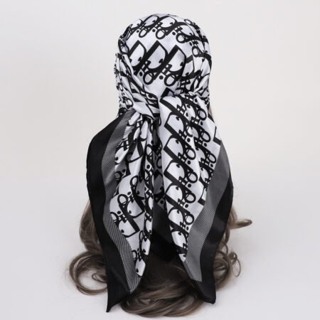 Fashionable D letter printed square 90cm silk scarf