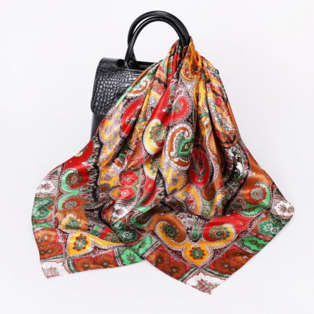 Ethnic style floral square 90cm silk scarf