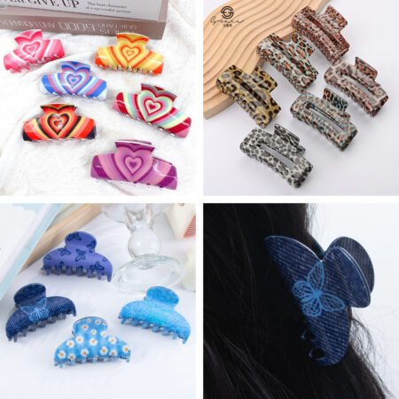 Acrylic large size cute printed hairclip