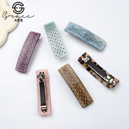 Acrylic dot diamond back hair clip