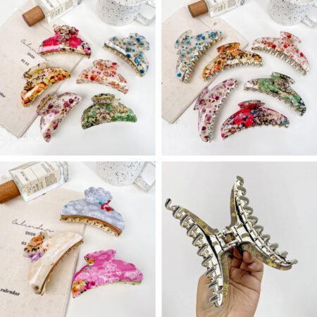 Retro Acrylic shark clip large size hairclip