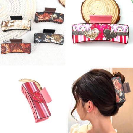 PU printed various pattern shark clip large hairclip