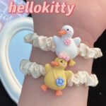 Cute duck intestine hair rope bracelet 2 pcs set