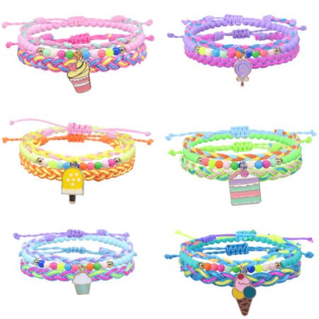 Cute rope and pendant multilayer friendship bracelet