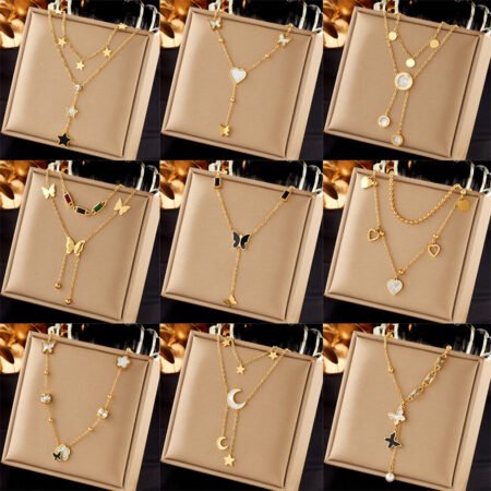 High end titanium multi layer necklace