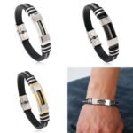Silicone bracelet with metal rope and buckle
