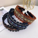 Ethnic embroidered flower lace headband