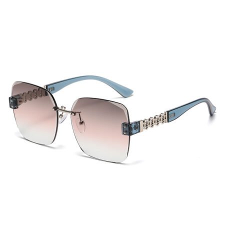 Die cut leg frameless sunglasses for women