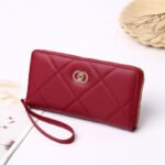 Crossstich soft long zipper wallet for women