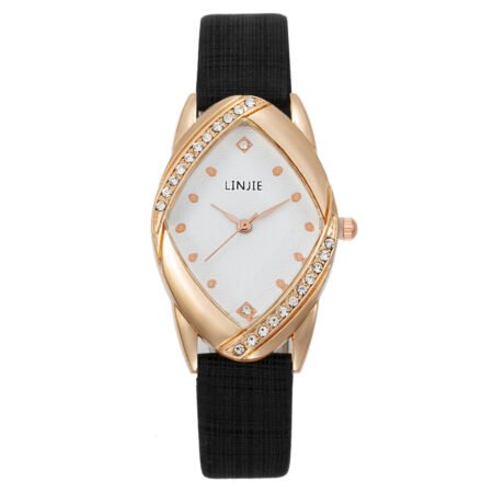 Pu belt stone rhombus dial watch