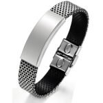 Glossy Titanium Leather Bracelet