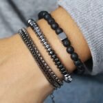 Volcanic gallstone multilayer bracelet