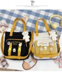 Nylon Shoulder bag with front buckles pocket