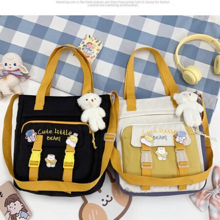 Nylon Shoulder bag with front buckles pocket
