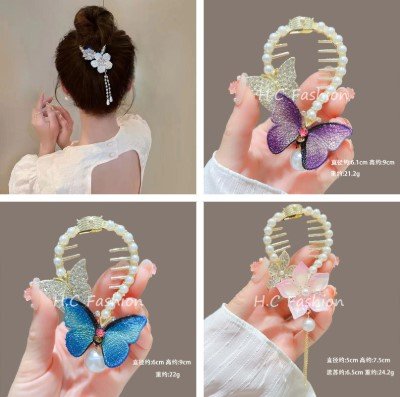 Pearl ornamental hair bun buckle tassel hairclip